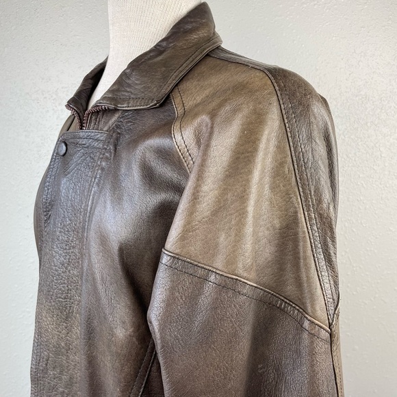 Ethiopian Two Tone Brown Leather Jacket Size XL - Picture 5 of 11
